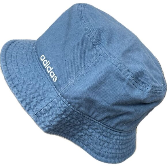 Adidas Logo Blue Cotton Essential Moisture-Wicking Inner Sweatband Bucket Hat - Picture 3 of 6